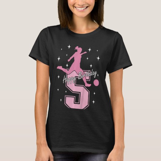 Kinder voetbalmeisje van 5 jaar t-shirt (Voorkant)