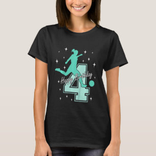 Kinder voetbalmeisje van de vierde verjaardag t-shirt