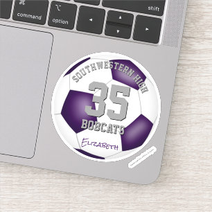 Kinder voetbalploeg vieren cadeaus paars wit sticker