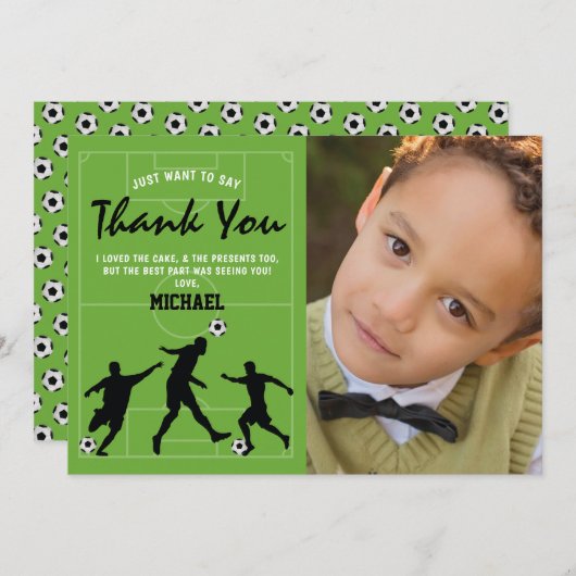 Kinder voetbalverjaardag dank u bedankkaart (Voorkant / Achterkant)