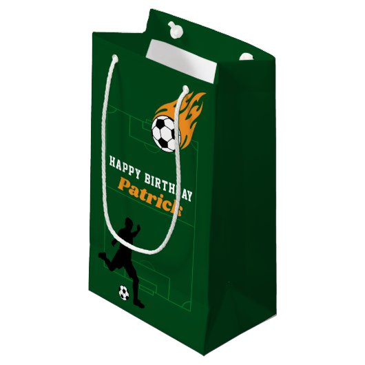 Kinder voetbalverjaardagsfeestje klein cadeauzakje (Voorkant Gekanteld)