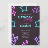 Kinder Volwassen Neon Glow Verjaardagsfeestuitnodi Kaart (Voorkant)