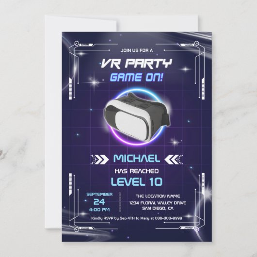 Kinder VR Gaming Virtual Reality Verjaardagsfeest Kaart (Voorkant)