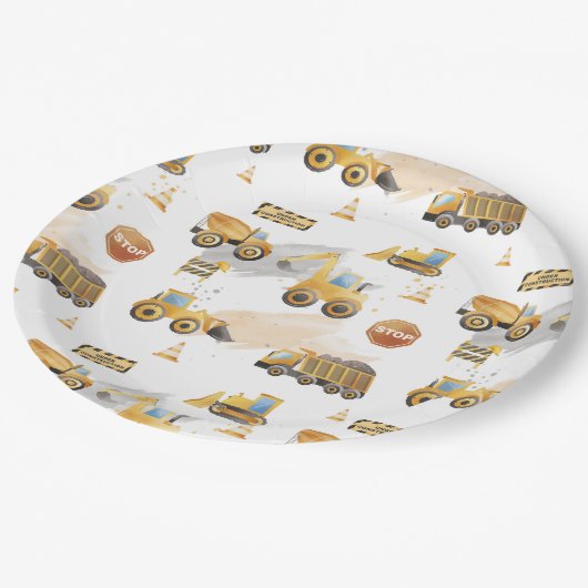 Kinder vrachtwagenpatroon papieren bordje (Gekanteld)