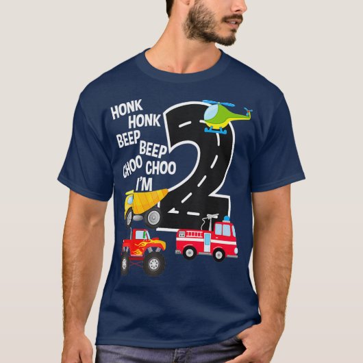Kinder vrachtwagens 2e verjaardag van peuter i 2 j t-shirt (Voorkant)