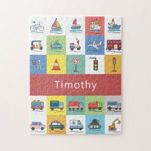 Kinder vrachtwagens Kleurrijke grafische kaart Legpuzzel