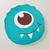 Kinder-vriendelijk uitheemse aqua blauw rond kussen (Achterkant)