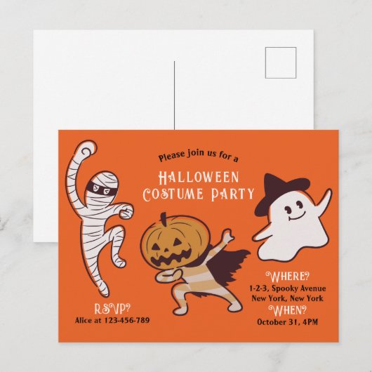 Kinder Vriendelijke Niet-zo-eng Halloween Kostuum  Briefkaart (Voorkant / Achterkant)