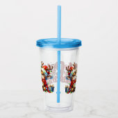 Kinder vrolijke kerstrendieren acryl drinkbeker (Rechts)