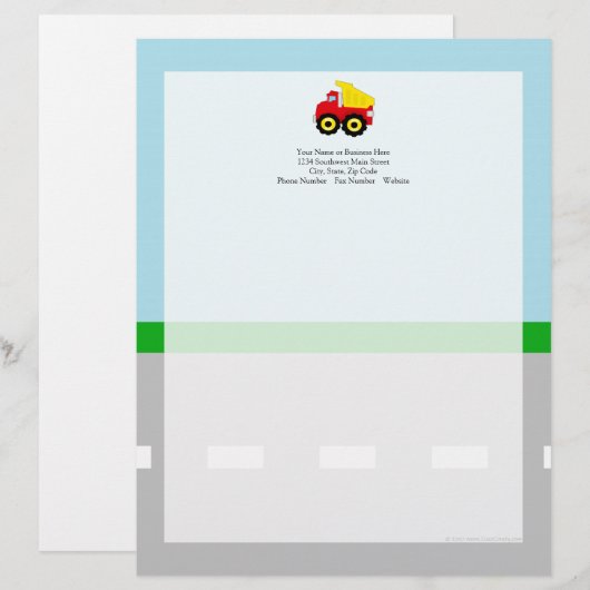 Kinder vuilniswagen briefhoofd (Voorkant / Achterkant)