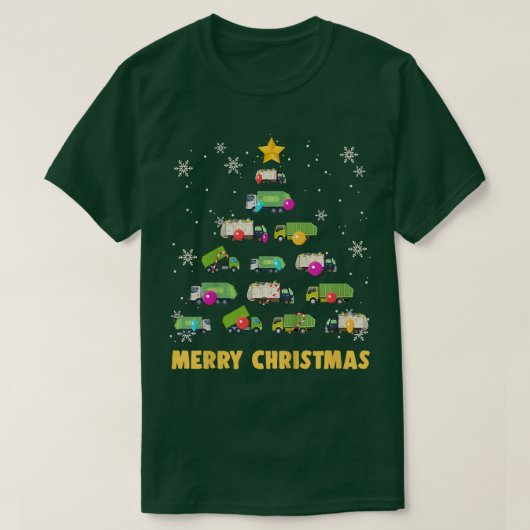 Kinder vuilniswagens met kerstbomen t-shirt (Design voorkant)