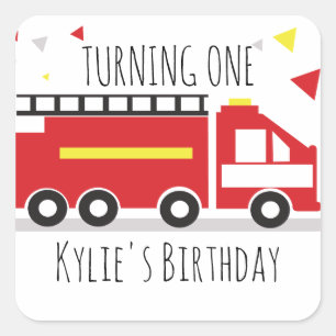 Kinder Vuurwerker Fun Confetti Birthday Name Vierkante Sticker