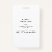 Kinder waarschuwingsbord ICOE voor aangepaste foto Badge (Achterkant)