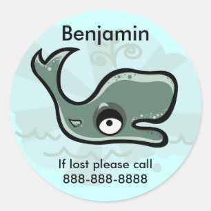 Kinder walvis ID badge Ronde Sticker