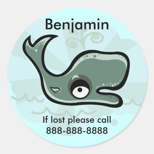 Kinder walvis ID badge Ronde Sticker (Voorkant)