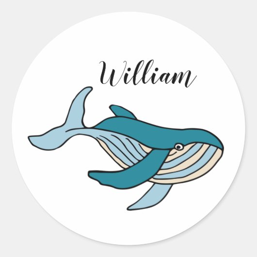Kinder walvis ronde sticker (Voorkant)