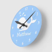 Kinder wandklok met schattige cartoon van walvis e (Hoek)