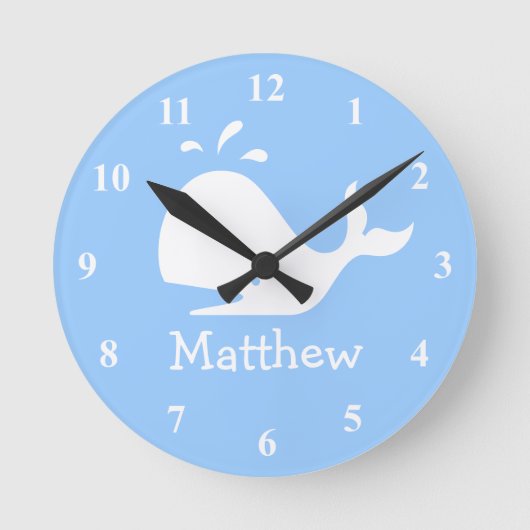 Kinder wandklok met schattige cartoon van walvis e (Voorkant)