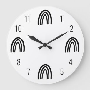 Kinder wandklok voor zwarte/witte regenboog