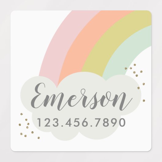 Kinder waterdichte pasteelregenboog labels (Design 1)