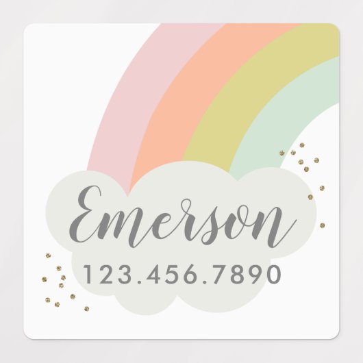 Kinder waterdichte pasteelregenboog labels (Design 2)