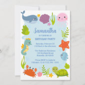 Kinder Waterdieren Leuke Verjaardag Kaart (Voorkant)