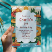 Kinder waterpark zomerverjaardagsfeest kaart