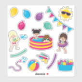 Kinder waterspel met meisjes sticker (Vel)
