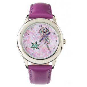 *~* Kinder Waterverf Beach Star Fish Jelly Fish Ze Horloge