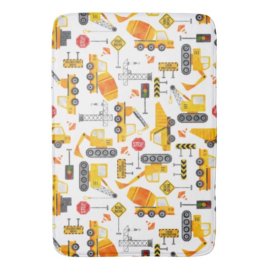 Kinder Waterverf Bouwvoertuigen Badmat (Voorkant Verticaal)