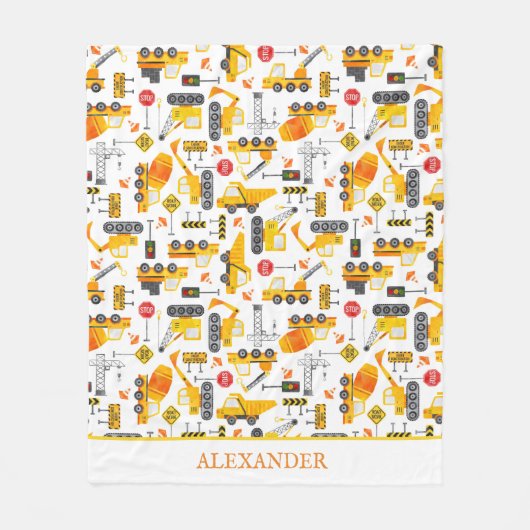 Kinder Waterverf Bouwvoertuigen op maat Fleece Deken (Voorkant)