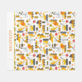 Kinder Waterverf Bouwvoertuigen op maat Fleece Deken (Voorkant (Horizontaal))