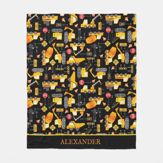 Kinder Waterverf Bouwvoertuigen op maat Fleece Deken (Voorkant)