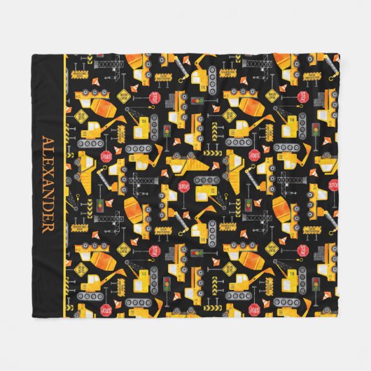 Kinder Waterverf Bouwvoertuigen op maat Fleece Deken (Voorkant (Horizontaal))