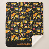 Kinder Waterverf Bouwvoertuigen op maat Sherpa Deken (Voorkant)