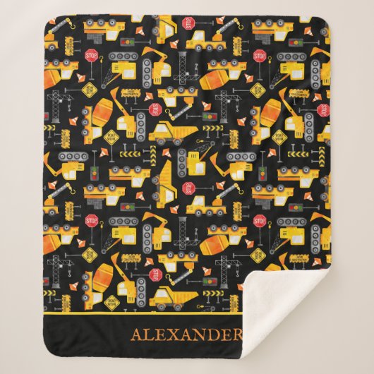 Kinder Waterverf Bouwvoertuigen op maat Sherpa Deken (Voorkant)