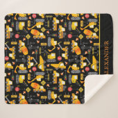 Kinder Waterverf Bouwvoertuigen op maat Sherpa Deken (Voorkant (horizontaal))