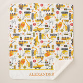 Kinder Waterverf Bouwvoertuigen op maat Sherpa Deken (Voorkant)