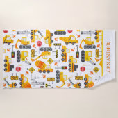 Kinder Waterverf Bouwvoertuigen op maat Strandlaken (Voorkant)