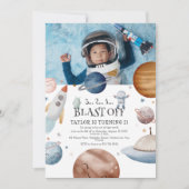 Kinder Waterverf Buitenruimte Foto Verjaardagsfees Kaart (Voorkant)