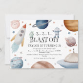 Kinder Waterverf Buitenruimte Verjaardagsfeest Kaart (Voorkant)