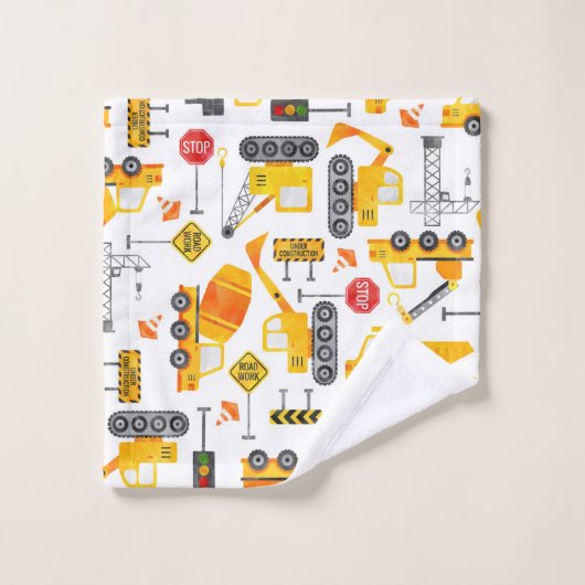 Kinder Waterverf constructievoertuigen Bad Handdoek (Wasdoekje)