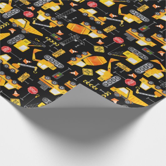 Kinder Waterverf constructievoertuigen Cadeaupapier (Hoek)