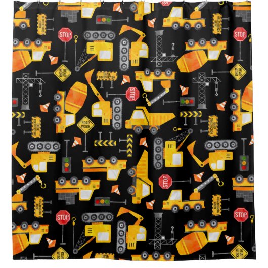 Kinder Waterverf constructievoertuigen Douchegordijn (Voorkant)