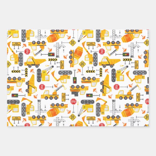 Kinder Waterverf constructievoertuigen Inpakpapier Vel (Voorkant 3)