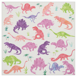Kinder Waterverf Dinosaur Silhouette Pink Paars Stof