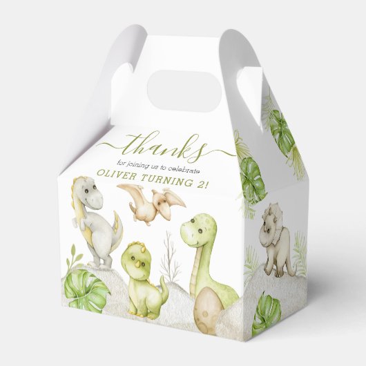 Kinder Waterverf Dinosaurus Verjaardagsfeest Bedankdoosjes (Voorkant Zijde)