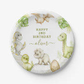 Kinder Waterverf Dinosaurus Verjaardagsfeest Papieren Bordje (Voorkant)