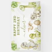 Kinder Waterverf Dinosaurus Verjaardagsfeest Spandoek (Verticaal)