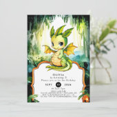 Kinder Waterverf Dragon Verjaardag Kaart (Staand voorkant)